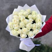 Букет "Білосніжний", 25 білих троянд, 70 см