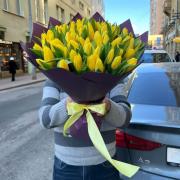Букет из 75 желтых тюльпанов