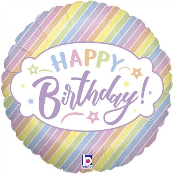 КУЛЬКА ФОЛЬГОВАНА "HAPPY BIRTHDAY" різнокольорові смужки