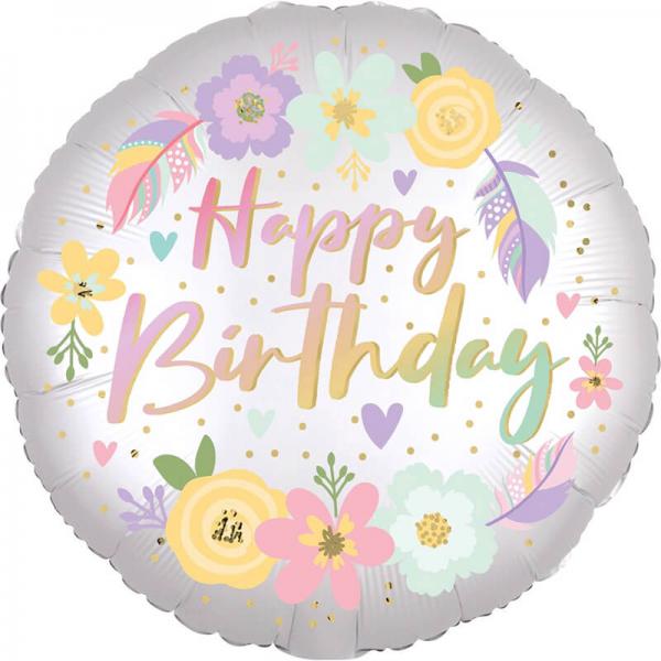 Кулька фольгована "HAPPY BIRTHDAY", квіти