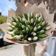 Букет 41 білий тюльпан з колосками