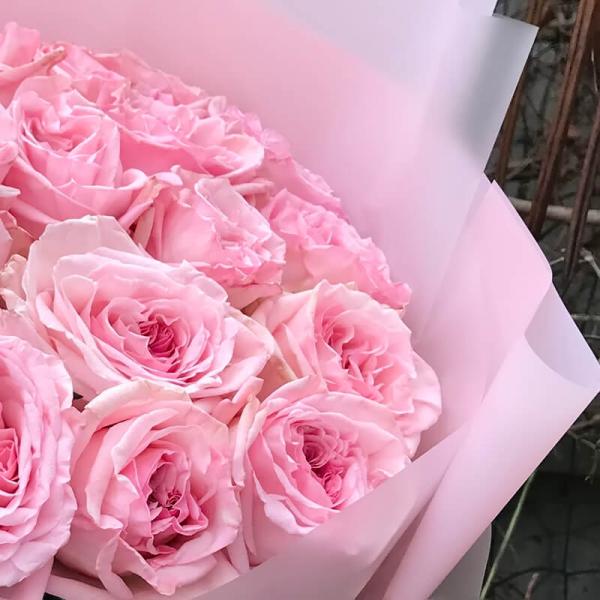 Букет из 25 розовых пионовидных роз Pink O'Hara
