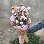 Букет из 5 веточек хлопка с колосками и лавандой