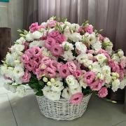 Корзина из эустомы, 85 шт