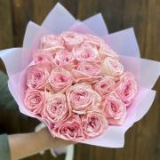 Букет из 19 розовых пионовидных роз Pink O'Hara