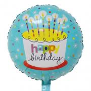 Шар фольгированный "Happy Вirthday" бирюзовый, 46 см