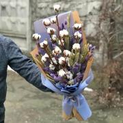 Букет из 5 веток хлопка, колосков и лагуруса