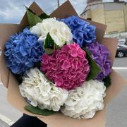 Букет из 7 гортензий в крафтовой упаковке